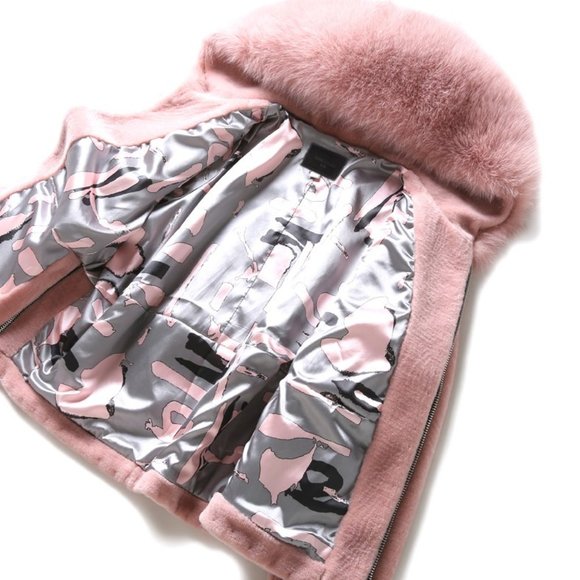 Real fox Fur Collar Wool Jacket S NTW - Picture 7 of 9